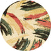 Round Abstract Mustard Yellow Modern Rug, abs2534