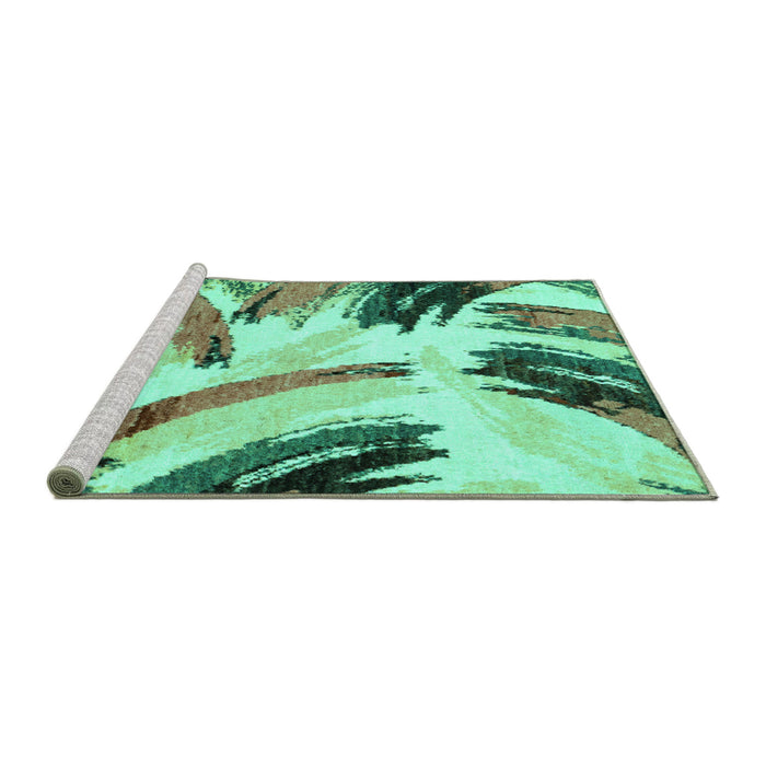 Sideview of Machine Washable Abstract Turquoise Modern Area Rugs, wshabs2534turq