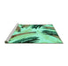 Sideview of Machine Washable Abstract Turquoise Modern Area Rugs, wshabs2534turq