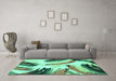 Machine Washable Abstract Turquoise Modern Area Rugs in a Living Room,, wshabs2534turq