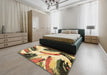 Abstract Mustard Yellow Modern Rug in a Bedroom, abs2534