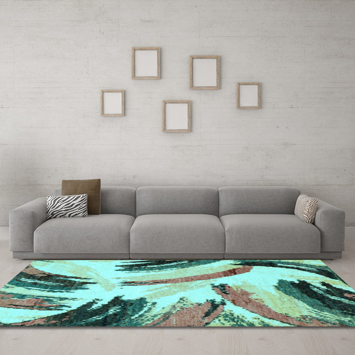 Machine Washable Abstract Light Blue Modern Rug in a Living Room, wshabs2534lblu