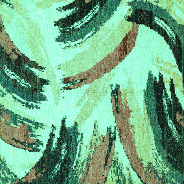 Square Machine Washable Abstract Turquoise Modern Area Rugs, wshabs2534turq