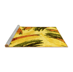 Sideview of Machine Washable Abstract Yellow Modern Rug, wshabs2534yw