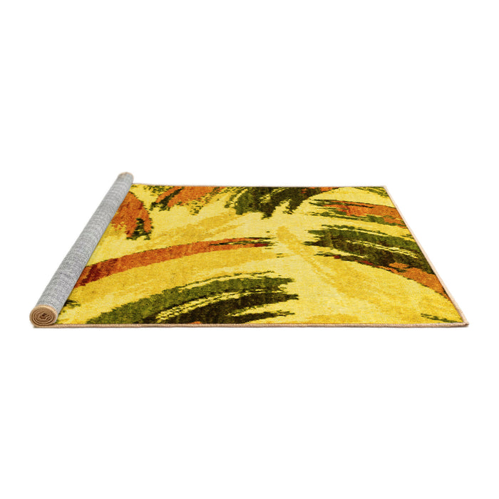 Sideview of Machine Washable Abstract Yellow Modern Rug, wshabs2534yw