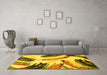 Machine Washable Abstract Yellow Modern Rug in a Living Room, wshabs2534yw