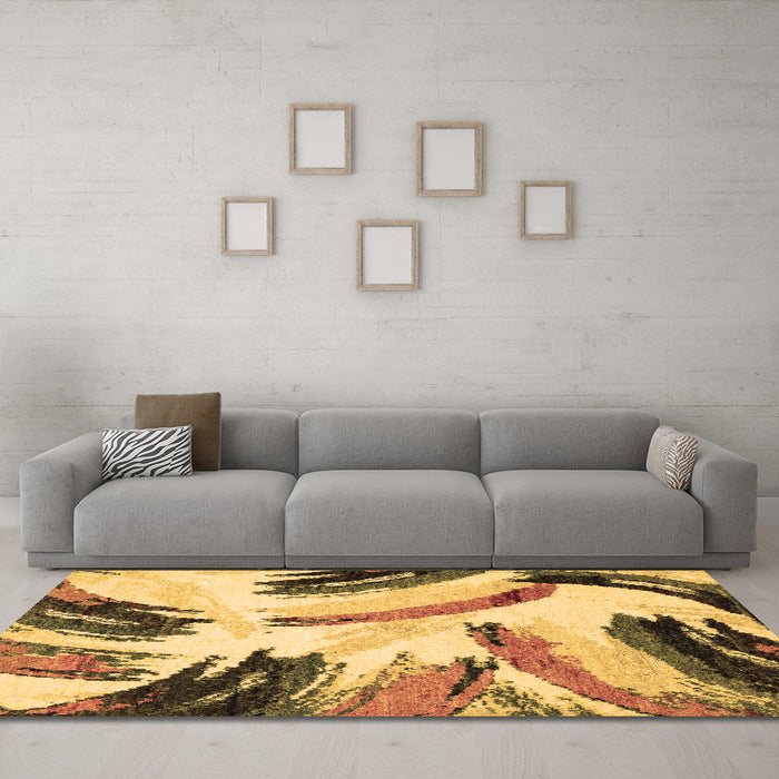 Machine Washable Abstract Brown Modern Rug in a Living Room,, wshabs2534brn