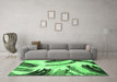 Machine Washable Abstract Emerald Green Modern Area Rugs in a Living Room,, wshabs2534emgrn