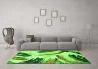 Machine Washable Abstract Green Modern Rug, wshabs2534grn