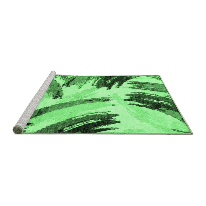 Sideview of Machine Washable Abstract Emerald Green Modern Area Rugs, wshabs2534emgrn