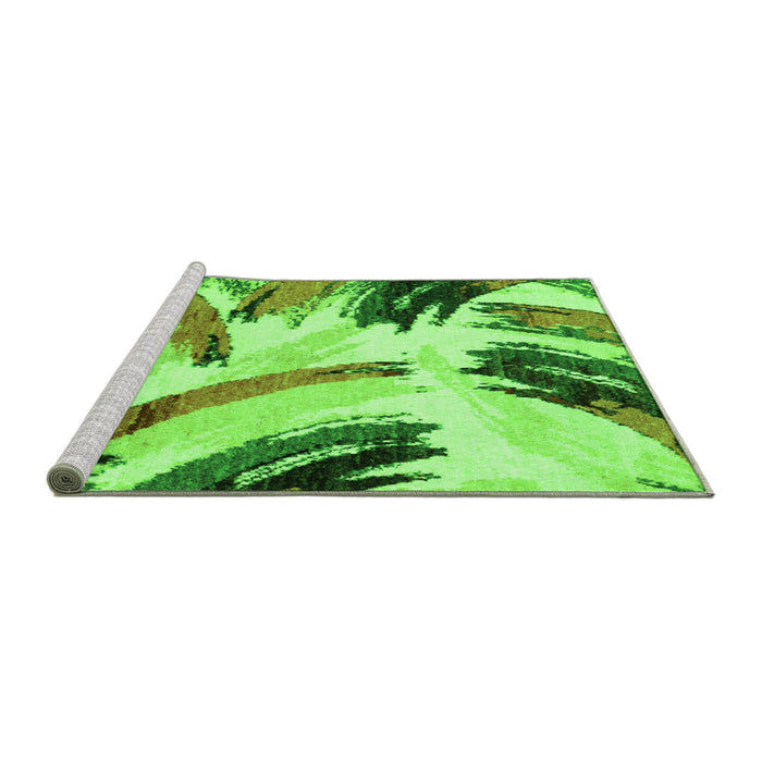Sideview of Machine Washable Abstract Green Modern Area Rugs, wshabs2534grn