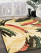 Machine Washable Abstract Mustard Yellow Rug in a Family Room, wshabs2534