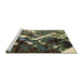 Sideview of Machine Washable Abstract Olive Green Rug, wshabs2535