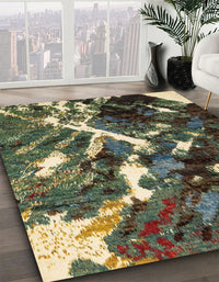 Abstract Olive Green Modern Rug, abs2535