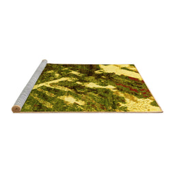 Sideview of Machine Washable Abstract Yellow Modern Rug, wshabs2535yw