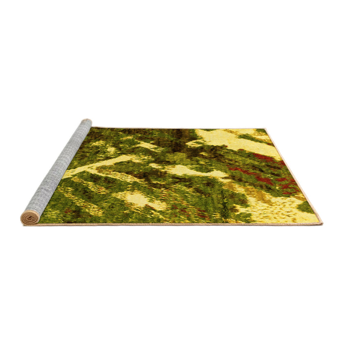 Sideview of Machine Washable Abstract Yellow Modern Rug, wshabs2535yw