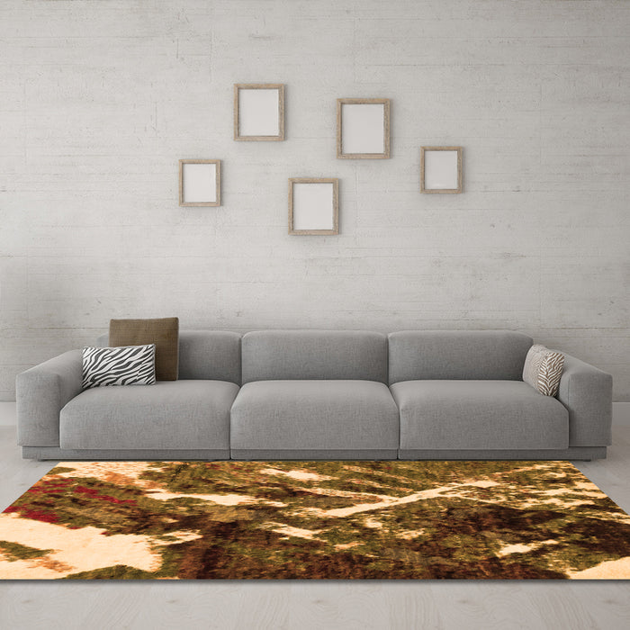 Machine Washable Abstract Orange Modern Area Rugs in a Living Room, wshabs2535org