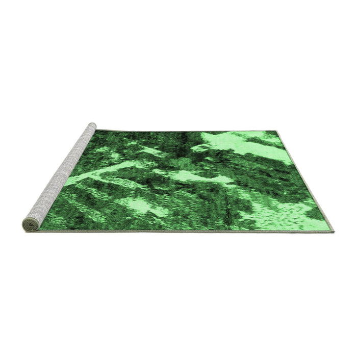 Sideview of Machine Washable Abstract Emerald Green Modern Area Rugs, wshabs2535emgrn