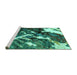 Sideview of Machine Washable Abstract Turquoise Modern Area Rugs, wshabs2535turq