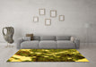 Machine Washable Abstract Yellow Modern Rug in a Living Room, wshabs2535yw