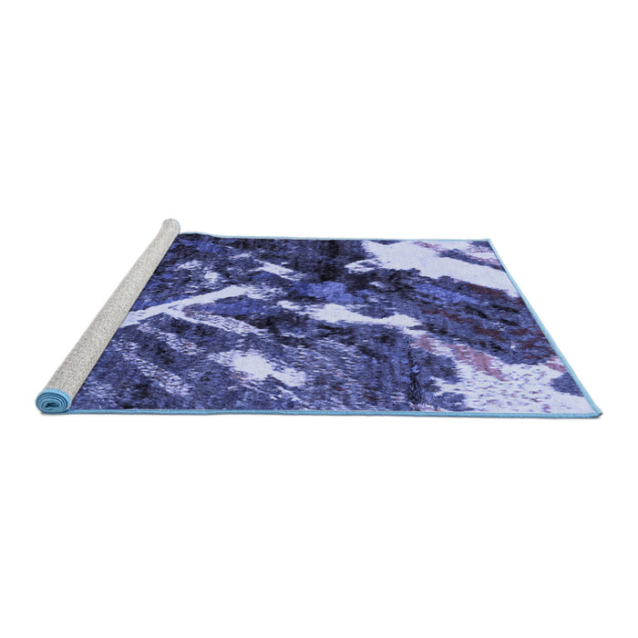 Sideview of Machine Washable Abstract Blue Modern Rug, wshabs2535blu