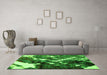 Machine Washable Abstract Green Modern Area Rugs in a Living Room,, wshabs2535grn