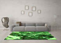 Machine Washable Abstract Green Modern Rug, wshabs2535grn