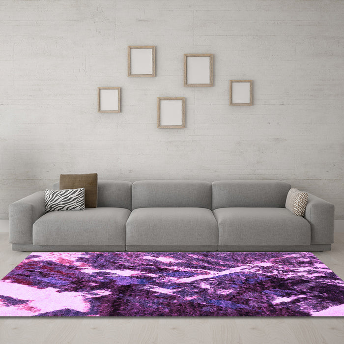 Machine Washable Abstract Purple Modern Area Rugs in a Living Room, wshabs2535pur