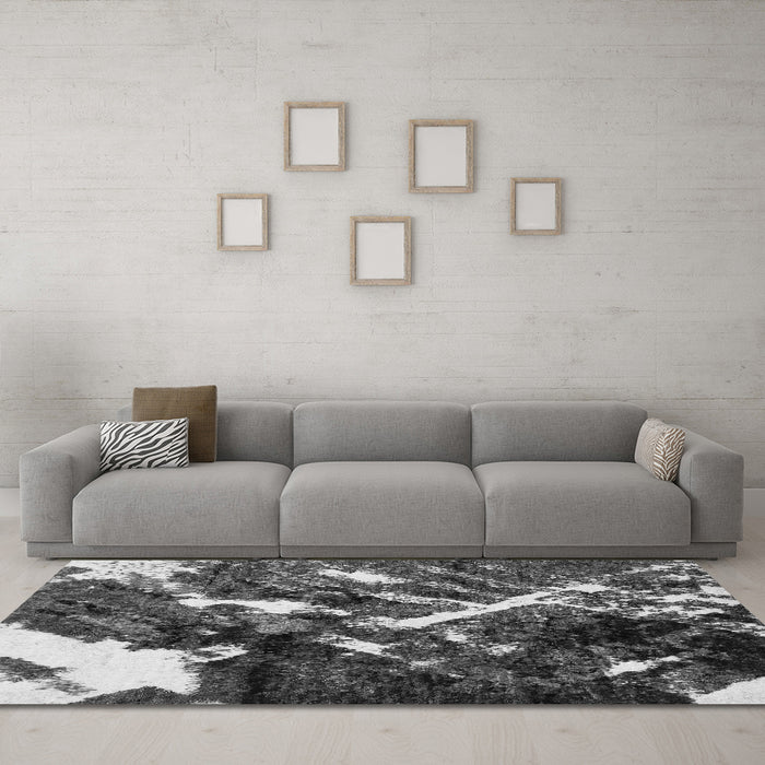 Machine Washable Abstract Gray Modern Rug in a Living Room,, wshabs2535gry