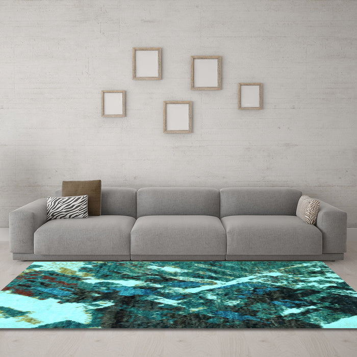 Machine Washable Abstract Light Blue Modern Rug in a Living Room, wshabs2535lblu