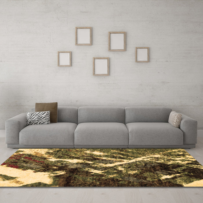 Machine Washable Abstract Brown Modern Rug in a Living Room,, wshabs2535brn
