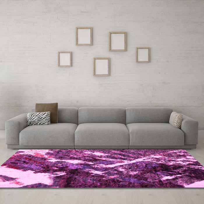Machine Washable Abstract Pink Modern Rug in a Living Room, wshabs2535pnk