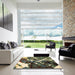 Square Abstract Olive Green Modern Rug in a Living Room, abs2535