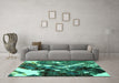 Machine Washable Abstract Turquoise Modern Area Rugs in a Living Room,, wshabs2535turq