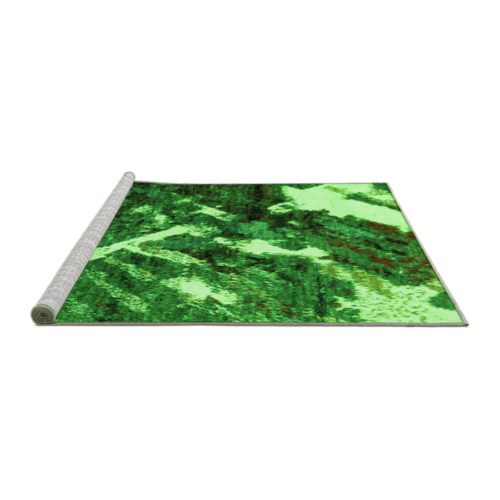 Sideview of Machine Washable Abstract Green Modern Area Rugs, wshabs2535grn