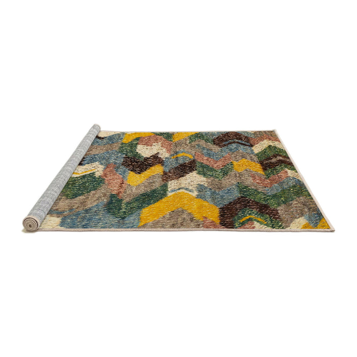 Sideview of Machine Washable Abstract Red Brown Rug, wshabs2536