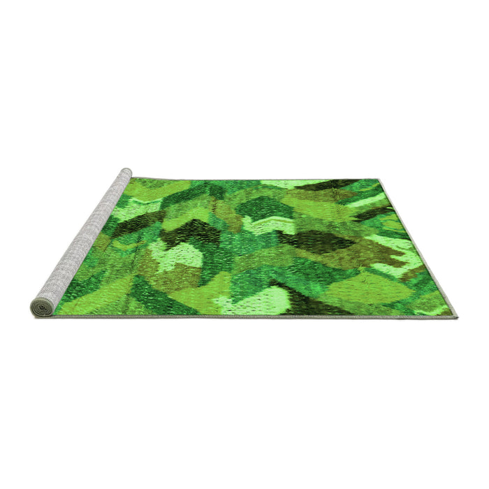 Sideview of Machine Washable Abstract Green Modern Area Rugs, wshabs2536grn
