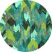 Round Abstract Turquoise Modern Rug, abs2536turq