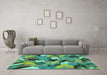 Machine Washable Abstract Turquoise Modern Area Rugs in a Living Room,, wshabs2536turq