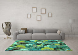 Machine Washable Abstract Turquoise Modern Area Rugs in a Living Room,, wshabs2536turq