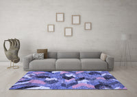 Machine Washable Abstract Blue Modern Rug, wshabs2536blu