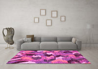 Machine Washable Abstract Pink Modern Rug, wshabs2536pnk