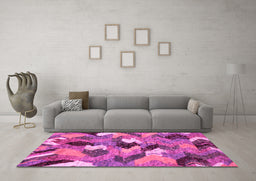 Machine Washable Abstract Pink Modern Rug in a Living Room, wshabs2536pnk