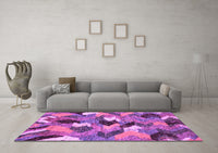 Machine Washable Abstract Purple Modern Rug, wshabs2536pur