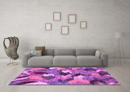 Machine Washable Abstract Purple Modern Area Rugs in a Living Room, wshabs2536pur