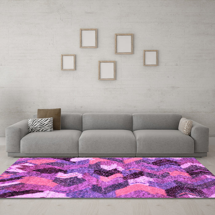 Machine Washable Abstract Purple Modern Area Rugs in a Living Room, wshabs2536pur