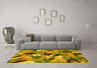 Machine Washable Abstract Yellow Modern Rug in a Living Room, wshabs2536yw