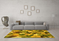 Machine Washable Abstract Yellow Modern Rug, wshabs2536yw