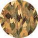 Round Abstract Brown Modern Rug, abs2536brn