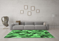 Machine Washable Abstract Emerald Green Modern Rug, wshabs2536emgrn